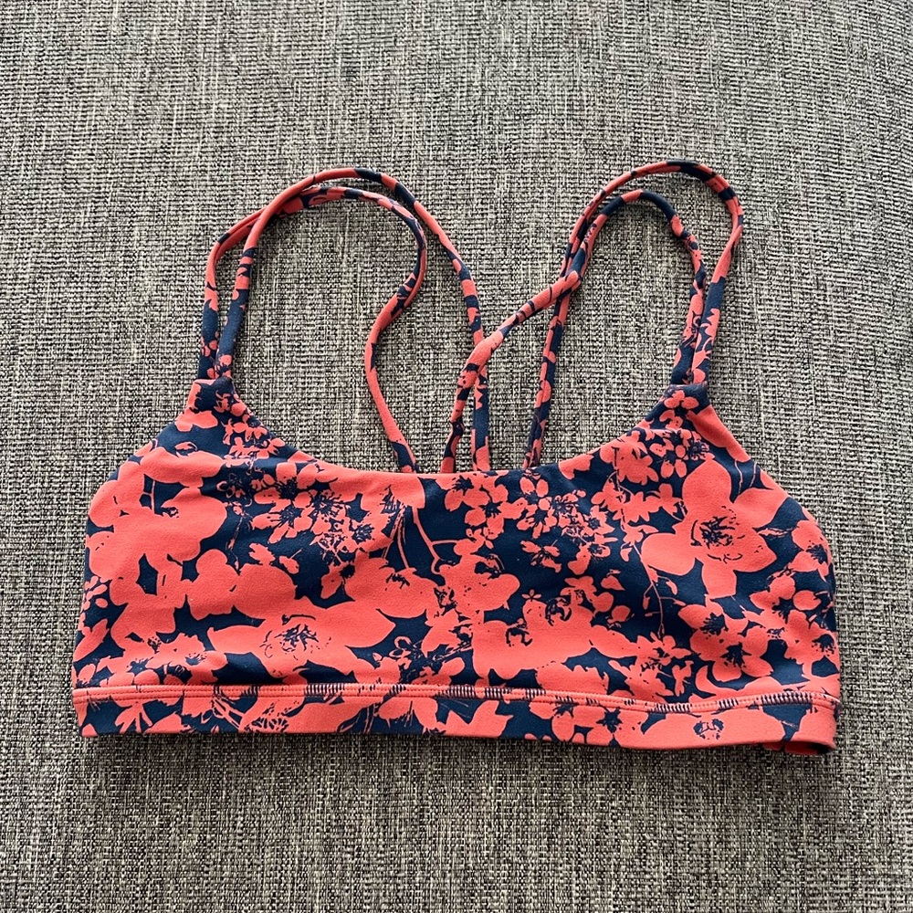 lululemon athletica Floral Sports Bra - Coral and Navy